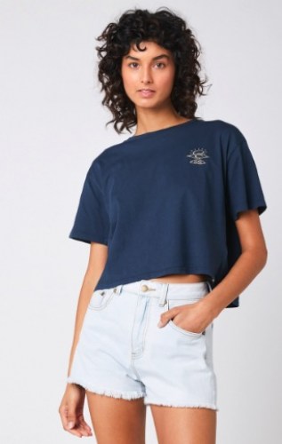 Rip Curl Search Icon Crop T-Shirt navy